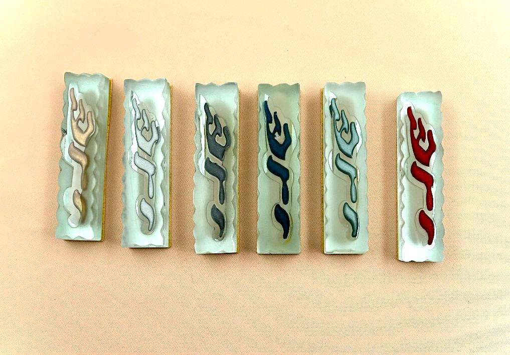 סט 6בתי מזוזה מזכוכית, מתאים לקלף 6ס״מ